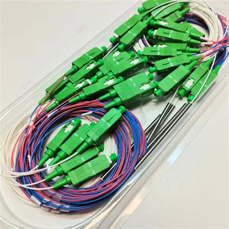 10pcs Lot Fiber Optic Fbt Splitter With Connector Sc Apc 1x2 0 9mm