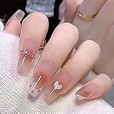 Amazon Gifiky Long French False Nails Coffin Press On Nails Nude Nails Tips Full Cover