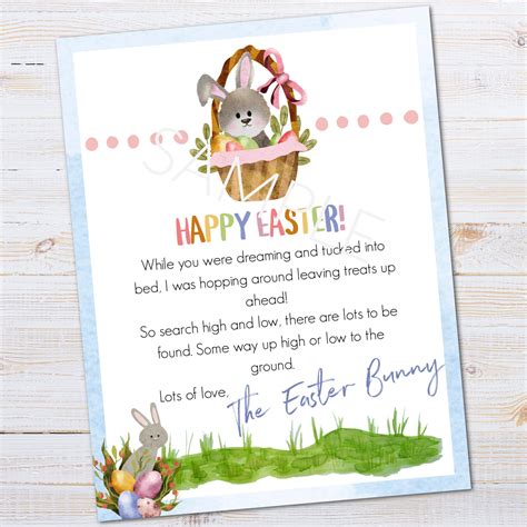 Printable Letter From The Easter Bunny Hoppy Easter Bunny Letter Pdf