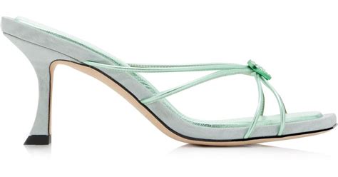 Jimmy Choo Indiya Moire And Metallic Leather Mules In Green Lyst