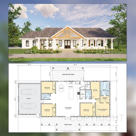 Cedar Springs Barndominium House Plan Design 4 Bed 3 Bath Etsy Artofit