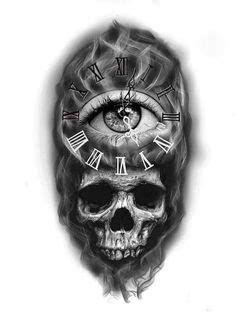 A Skull With An Eye And Clock On It S Face