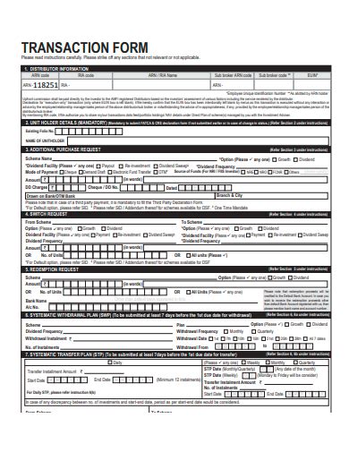 Free 45 Transaction Form Samples In Pdf Ms Word