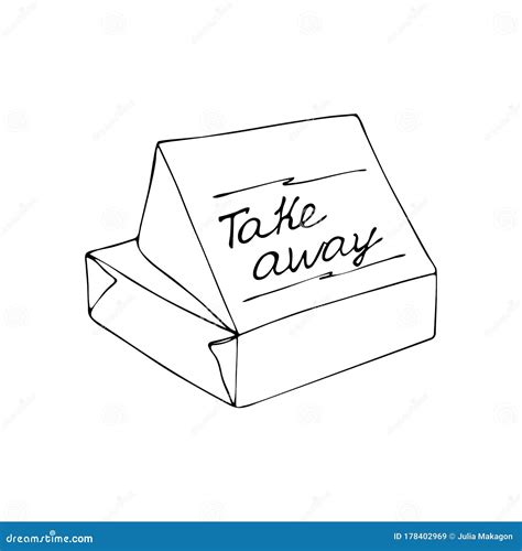 Take Away Lunch Box Sketch Hand Drawn Vector Stock Vector