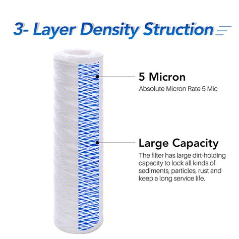 5 Micron 10 X2 5 Whole House String Wound Sediment Filter For Well