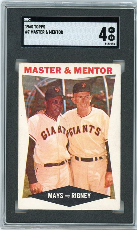 1960 Topps 7 Master Mentor WILLIE MAYS AND BILL RIGNEY SGC 4 VG EX