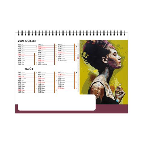 Calendrier Publicitaire Chevalet De Bureau Feuilles Standard Pop Art