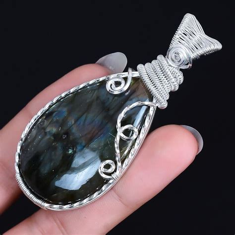 Labradorite Edelstein Handgemacht Silber Draht Umwickelt Schmuck