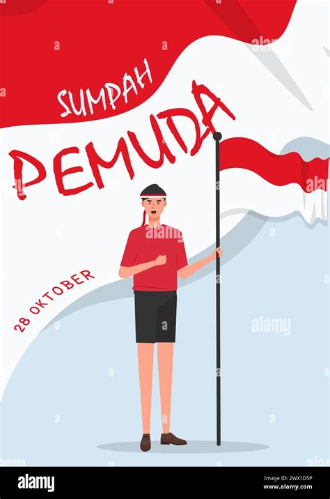 Translation Happy Indonesian Youth Pledge Day Vector Illustration