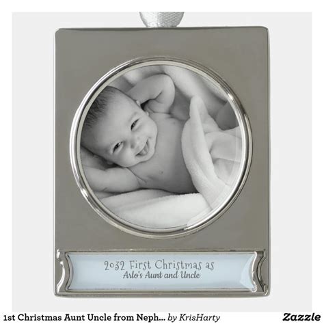 1st Christmas Aunt Uncle From Nephew Silver Plated Banner Ornament Zazzle