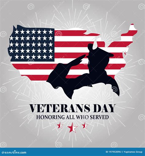 Veterans Day Silhouette Soldier Saluting American Flag Cartoon Vector | CartoonDealer.com #75660257