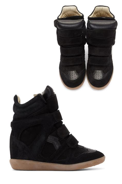 Isabel Marant Black Bekett Sneakers High Top Panelled Calfskin Suede