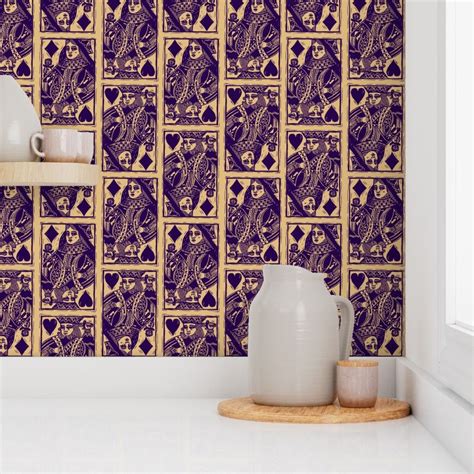 Queen King Card Block Print 2 Color Wallpaper Spoonflower