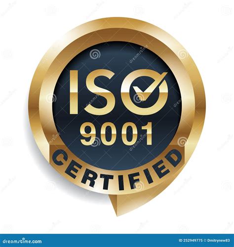 ISO 9001 Golden Medal Emblem In Pin Form Stock Vector Illustration Of