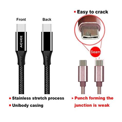 Agvee 3a Fast Usb C Charger Cable 3 Pack 10ft Seamless Usbc End Braided Type C Charging Phone