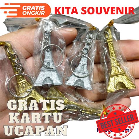 Jual Pack Pcs Souvenir Pernikahan Gantungan Kunci Paris Menara