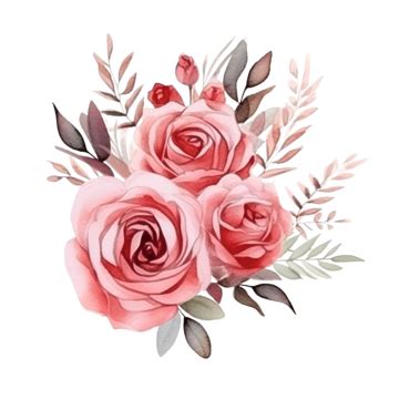 Doodle Line Art Rose Flower Bouquet Elements Minimal Doodle Art PNG