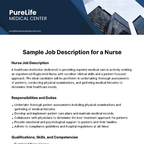 Free Sample Job Description For A Nurse Template Edit Online