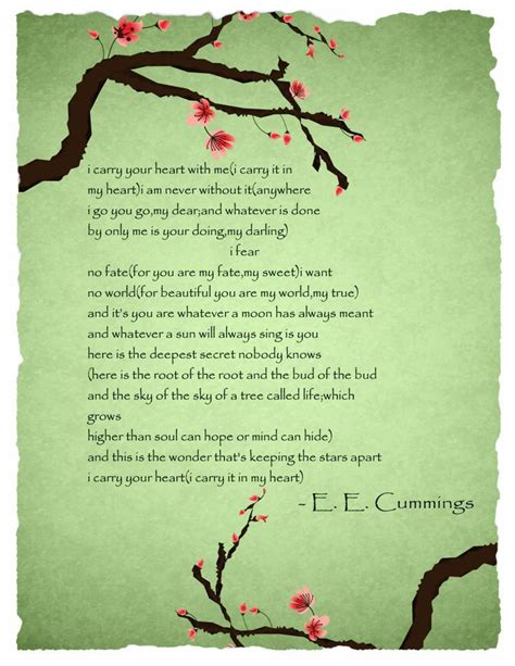 E E CUMMINGS I Carry Your Heart With Me Poem Words Pinterest