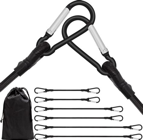 Navaris Bungee Cords With Carabiner Clips Set Of 12 Includes 45 60