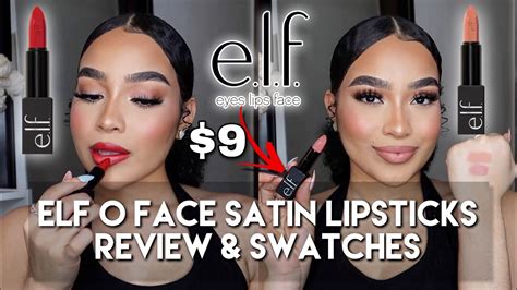 NEW 9 ELF O FACE SATIN LIPSTICKS TRY ON REVIEW SWATCHES YouTube