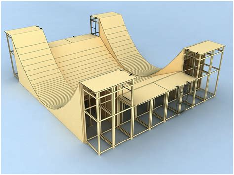 Rampa De Skate Half Pipe Modelo D Dxf Ds Dm Max Xsi