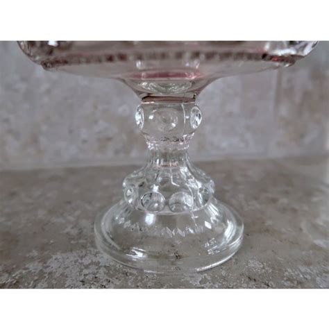 Vintage Tiffin Franciscan King S Crown Ruby Flash Thumbprint Glass Compote Pedestal Fruit Bowl