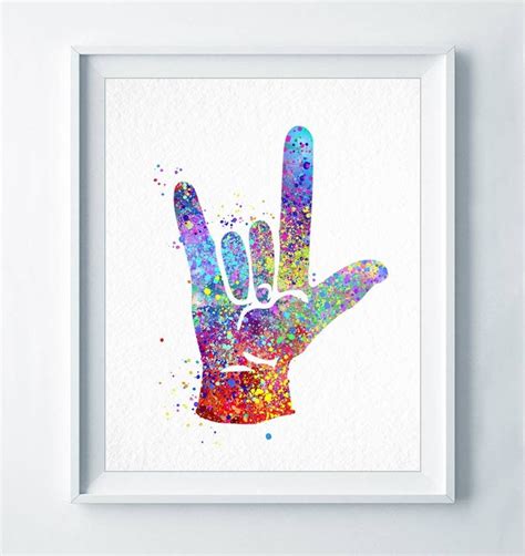 I Love You ASL Sign Print American Sign Language ASL Fingerspelling ...