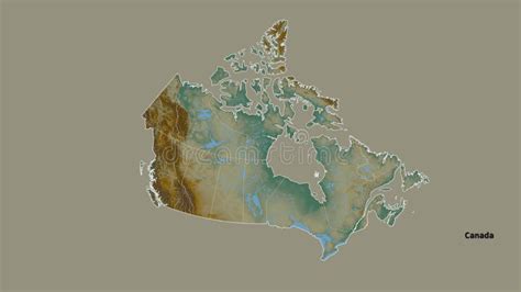 British Columbia Extruded Canada Stereographic Satellite Map Stock