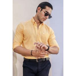 FITTED Yellow Oxford Shirt (Slim Fit) Yellow Men Shirts