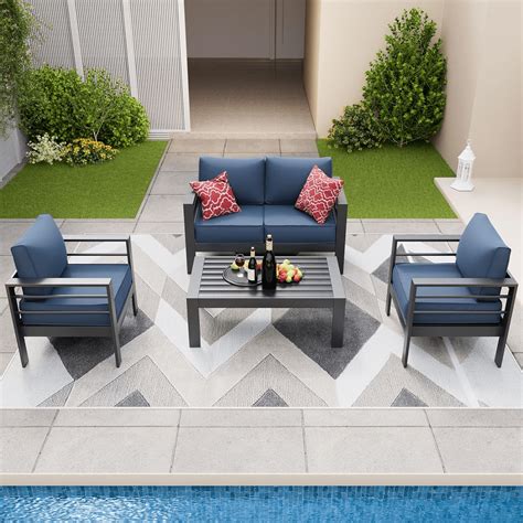 ELPOSUN Aluminum Patio Furniture Set 5 Pcs Metal Modern Outdoor Sofa