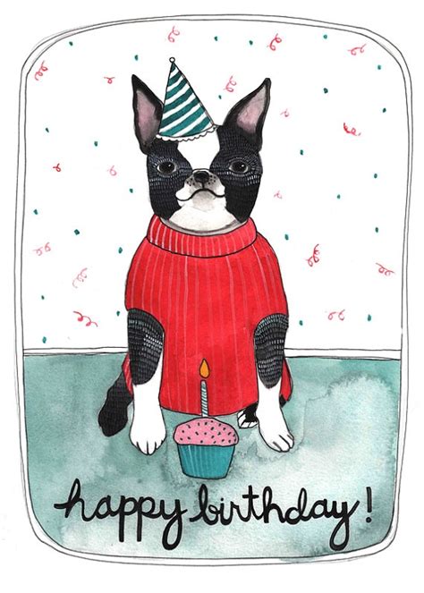 Boston Terrier Happy Birthday Card Happy Birthday By Michelemaule