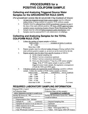 Fillable Online Deq Utah Procedures For A Positive Coliform Sample