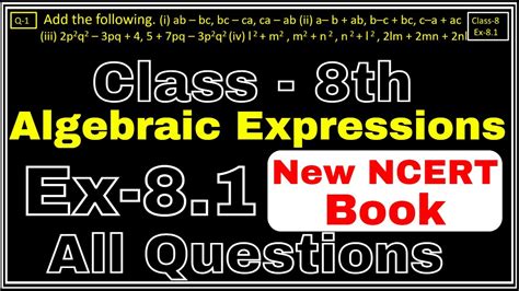 Class 8 Ex 8 1 Q1 2 Algebraic Expression And Identities Chapter8 Math New Cbse Ncert Book