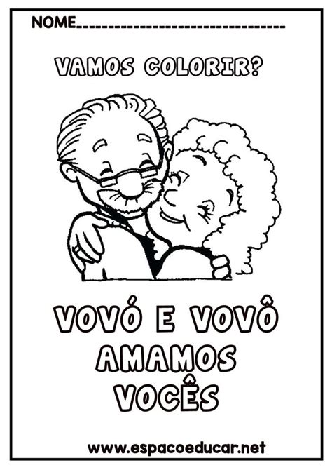 Dia dos avós desenhos para colorir pintar imprimir ESPAÇO EDUCAR