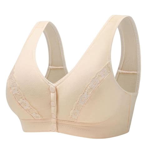 Xmarks Womens Front Closure Cotton Bra Button Snap Closure Comfort