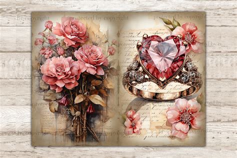 Victorian Valentines Day Junk Journal Kit Vintage Ephemera By