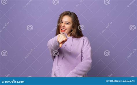 Congrats Its You Cheerful And Excited Young Woman Pointing Finger At Camera And Smiling