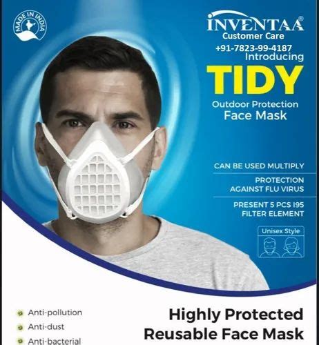 Reusable Inventaa Tidy Face Mask Certification Astm F2101 En 14683