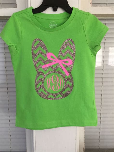 Girls Easter Monogrammed Shirt Bunny Bow Easter Monogram Shirt