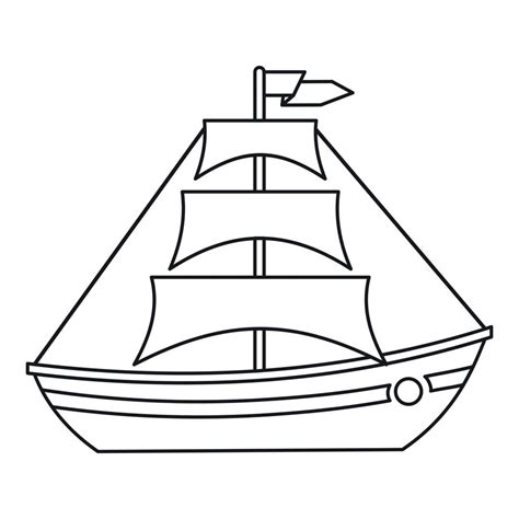 Boat With Sails Icon Outline Style Vector Art At Vecteezy