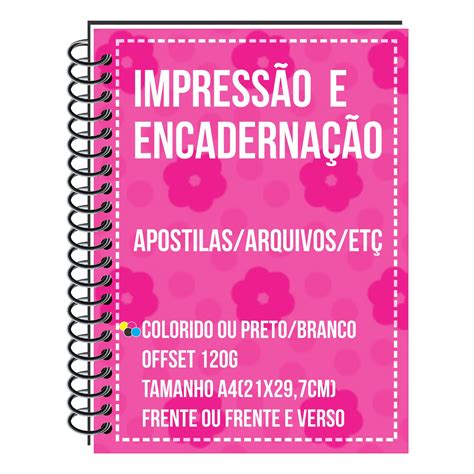 Impressão de Apostila Frente Encadernado Sistema Espiral Colorida Alta