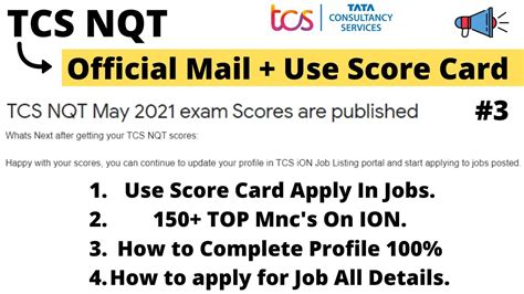 Tcs Nqt Score Card Released What Next How To Apply For Jobs