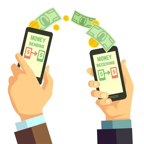 Wireless Sending Money With Smartphone Vector Banking Concept By