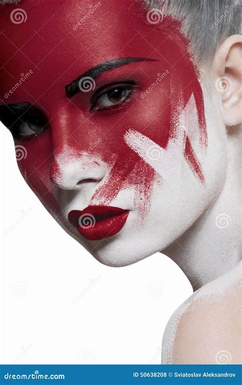 White Skin Red Lips And Blood On Face Stock Photo Image Of Bizarre