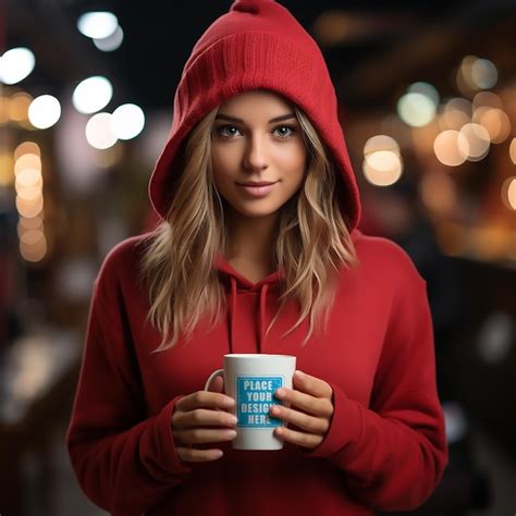 Premium Psd Woman Holding Mug Mockup