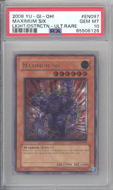 Psa 10 Yu Gi Oh Card Lodt En097 Maximum Six Ultimate Rare Holo Gem Mint