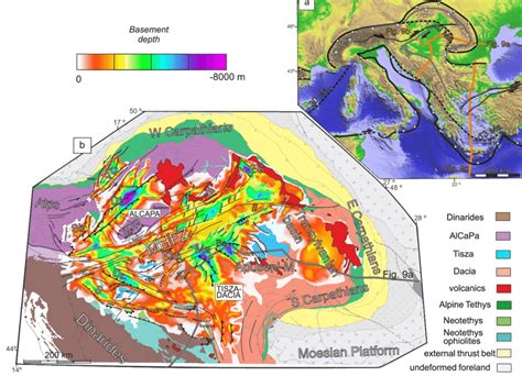 (a) Simplified tectonic outlines of plate contacts in the Mediterranean ...