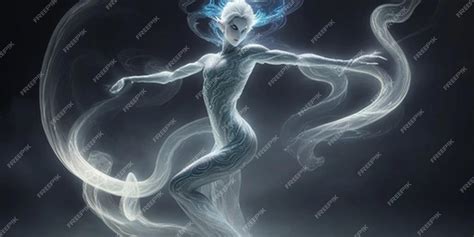 Premium Ai Image A Drawing Of A Woman Dancing With A Blue Light On