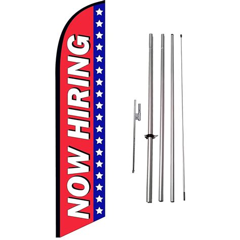 Now Hiring Advertising Feather Banner Swooper Flag Sign With Flag Pole